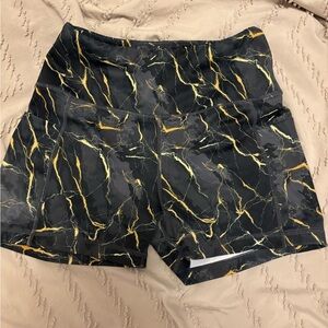 Black and Gold Marble Print Shorts